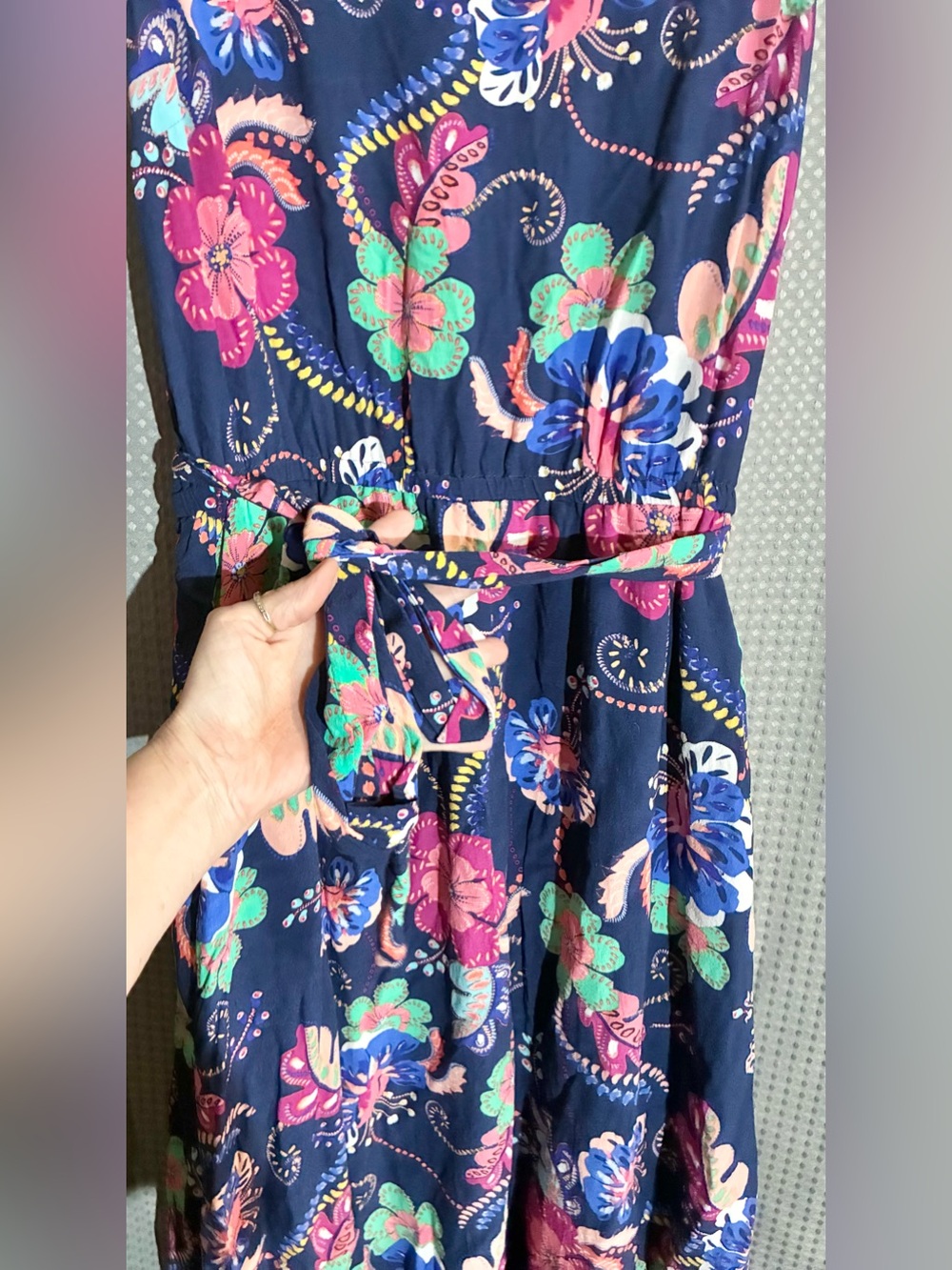 Talbots Tropical Belted Dress Sz 12 Ruffles Lined Vibrant Fun Function Party - Picture 12 of 13
